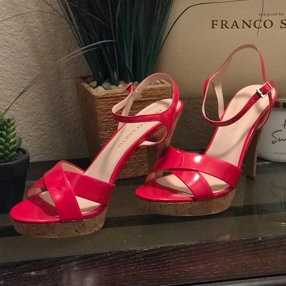 Red Franco Sarto cork sandal